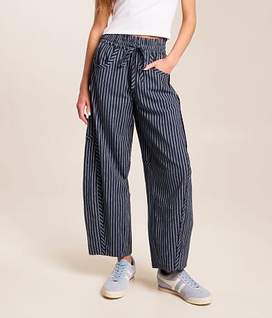 High Rise Striped Barrel Pant